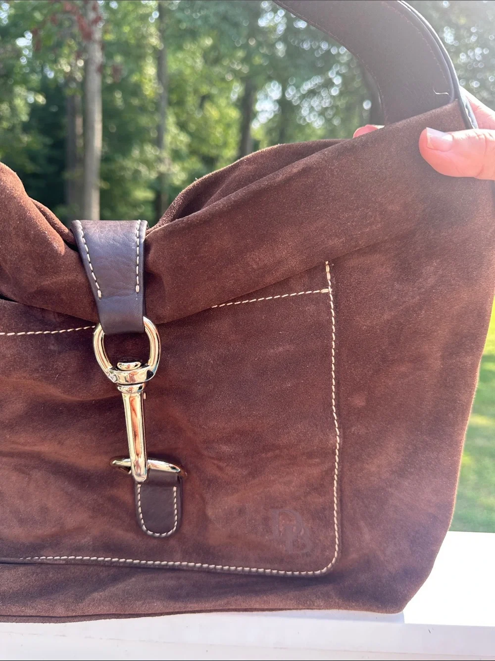 Dooney and Bourke Brown Cognac Suede Hobo